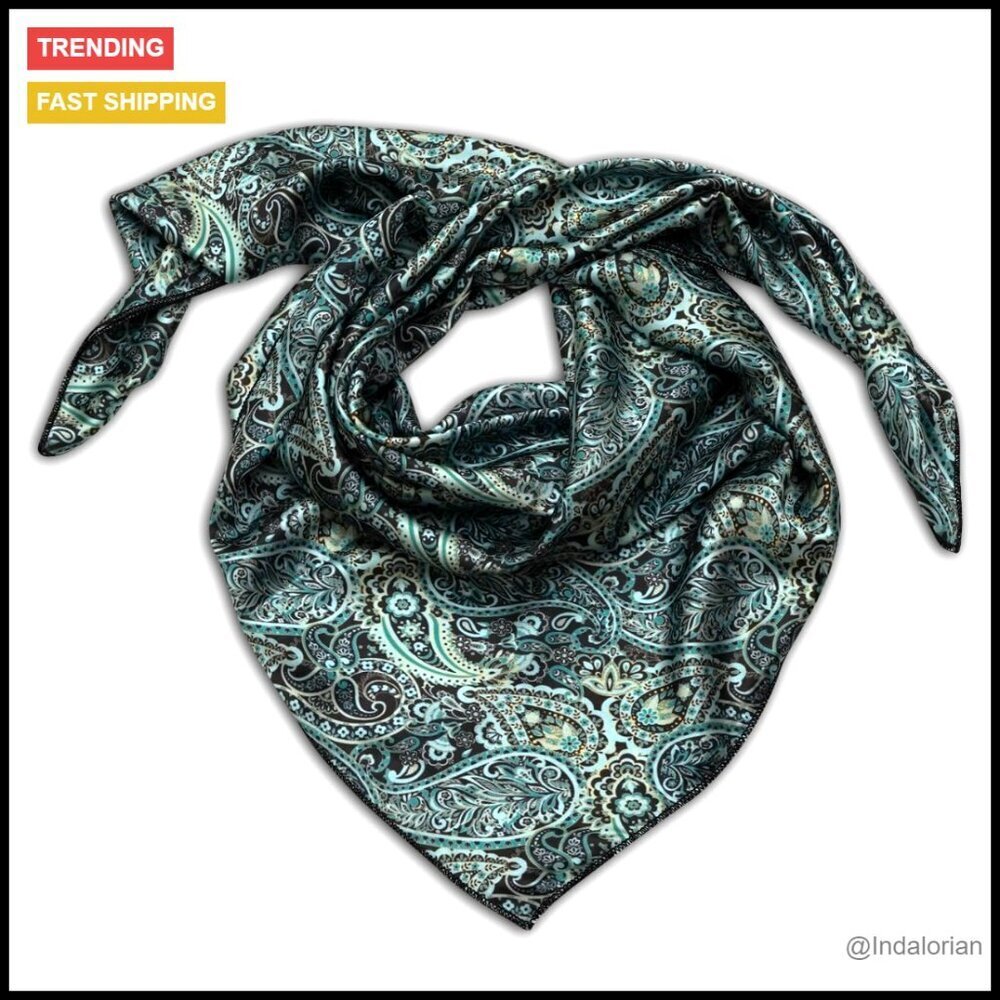 Silk Blend Western Scarf Paisley Pattern Elegant Vintage Accessory Unisex